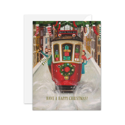 The Peppermint Family Christmas Trolley Card. Box Set of 8