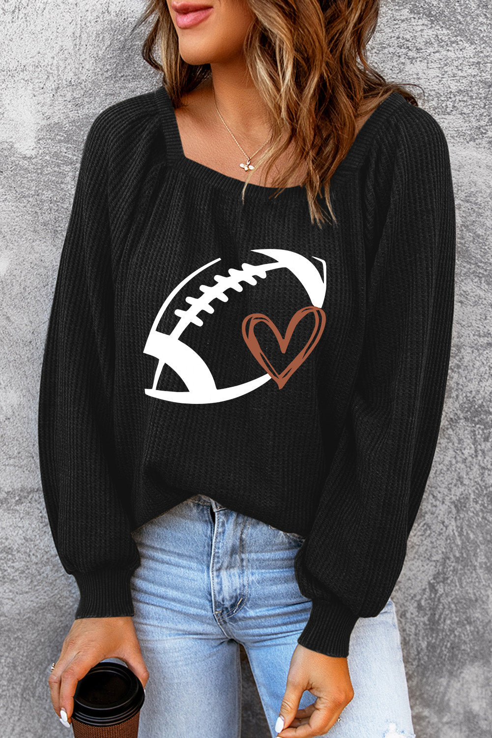 Football Graphic Ribbed Top