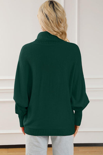 Merry Letter Embroidered High Neck Sweater