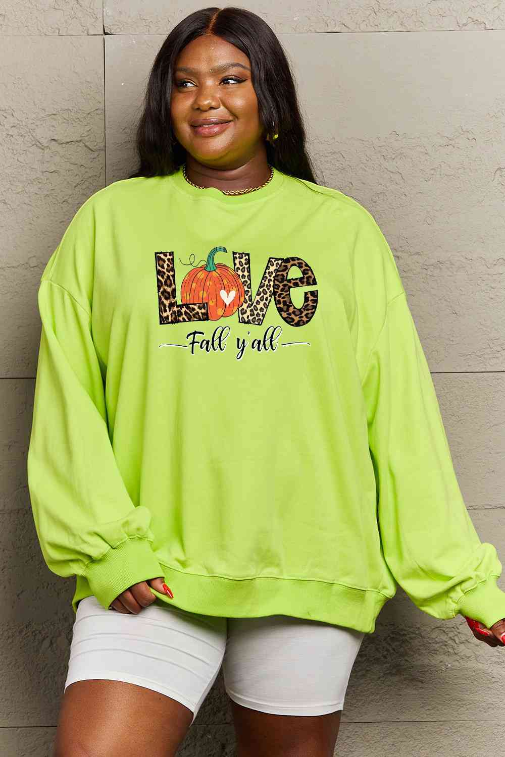 Simply Love Full Size LOVE FALL Y'ALL Graphic Sweatshirt