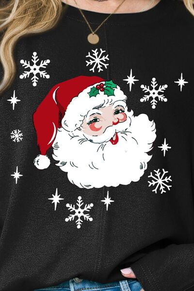Santa Graphic Round Neck Dropped Shoulder T-Shirt