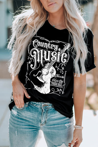 COUNTRY MUSIC Graphic Short Sleeve Tee Shirt